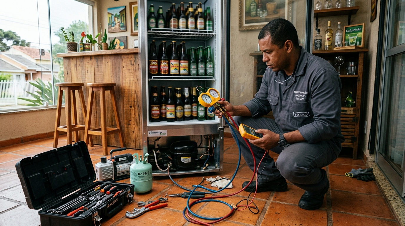 Técnico de conserto de cervejeira em residência em Uberaba‑MG