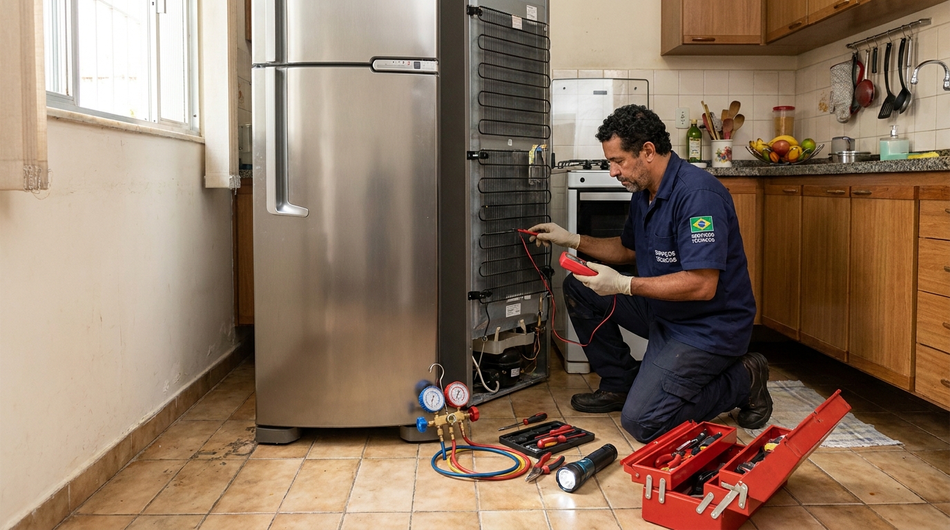 Técnico de conserto de geladeira em residência em Uberaba‑MG